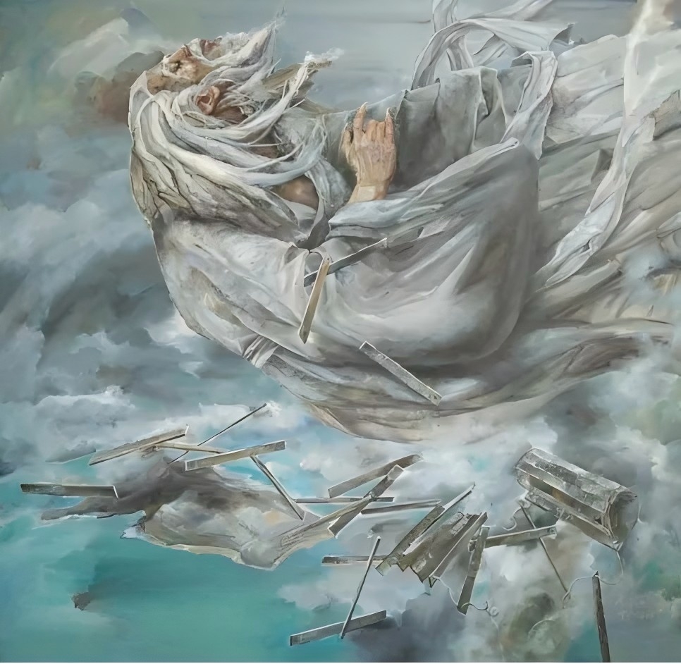 《邹衍，海洋理论第一人》 油画 150X150cm 作者：青岛理工大学 李建国教授 